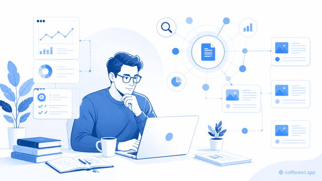 SelfBrand AI feature image for the topical authority article